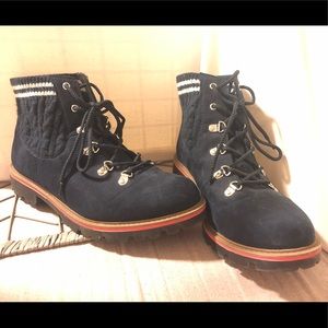 Navy Knit Hiker Boot